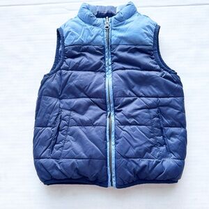 Janie and Jack Boy’s Reversible Puffer Vest in Navy blue / plaid size 3-4Y